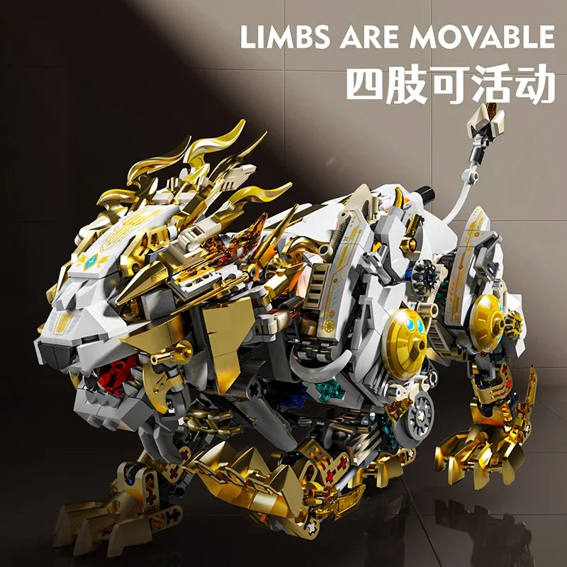 Mechanical Lion Building Set with Light | Collectible Model for Adults