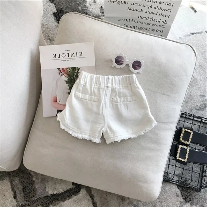 Children’s Summer Solid Color Korean Pants | Girls’ Casual Jeans & Shorts