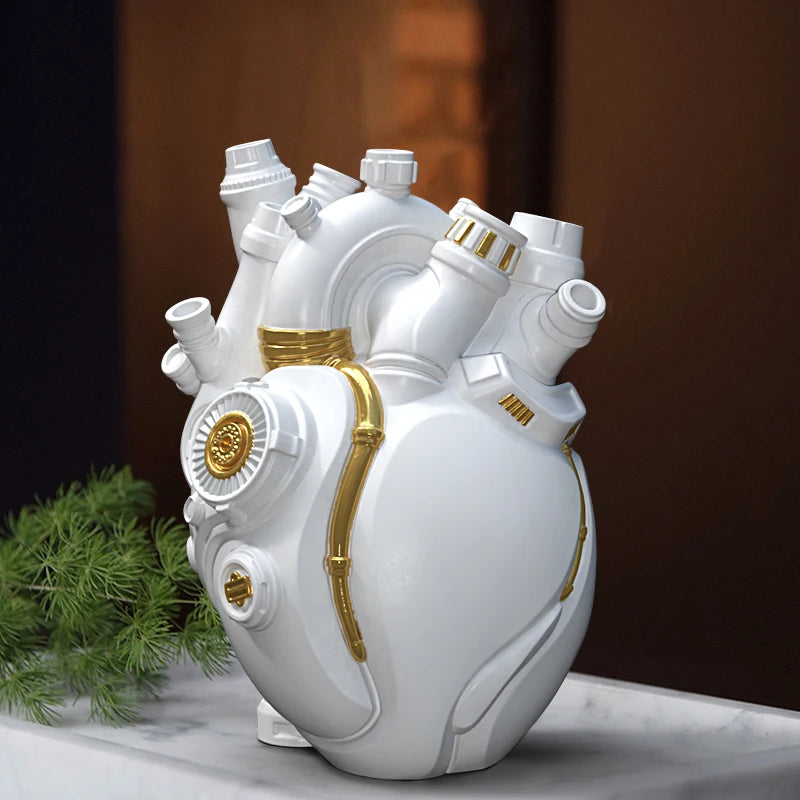 Mechanical Heart Cardiac Vase – Resin Home Decor & Unique Flower