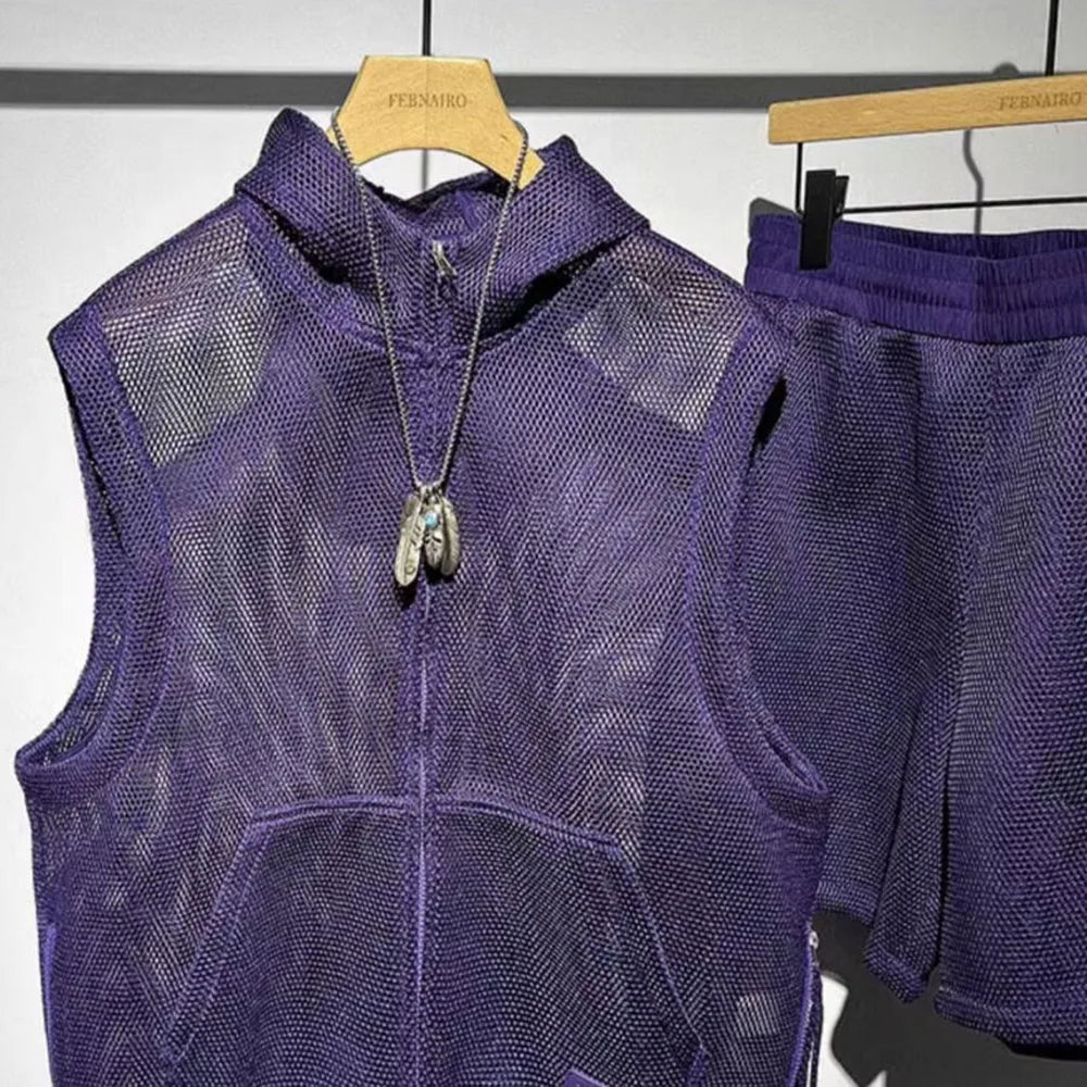 Men’s Summer Two-Piece Set | Mesh Vest & Shorts