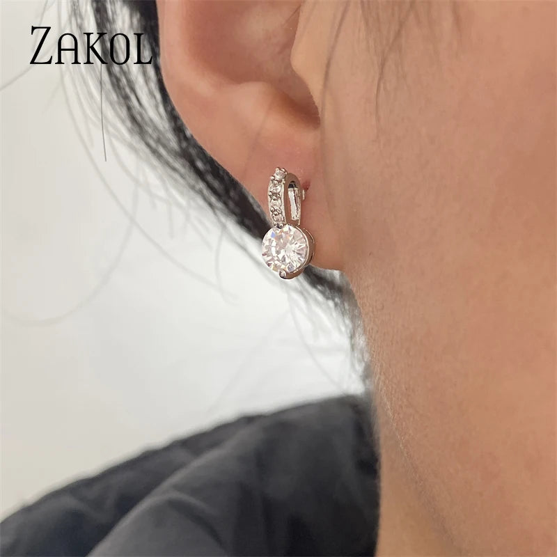Elegant Bridal Jewelry Set | Clear Crystal Zirconia Necklace & Earrings