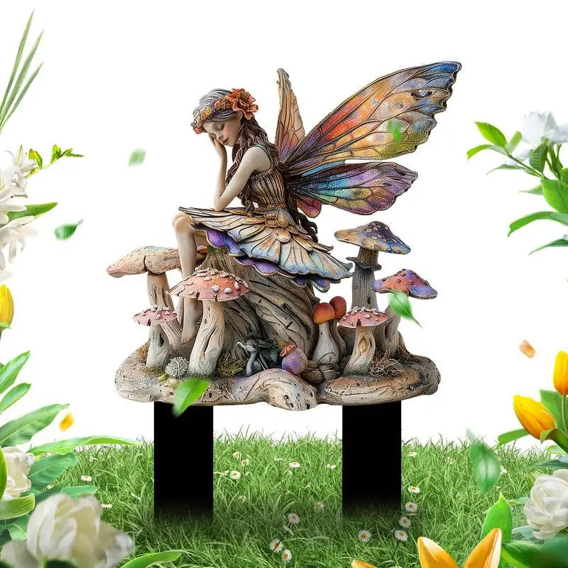Fairy Garden Stakes Garden 2D Acrylic fairy Stakes Flower fairy outdoor ground plug Garden fairy ground plug for Yards Patio