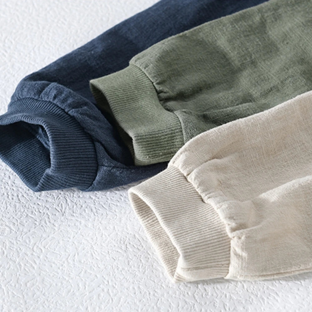 Men’s Fashion Linen Jacket Spring Autumn Casual Solid Coat