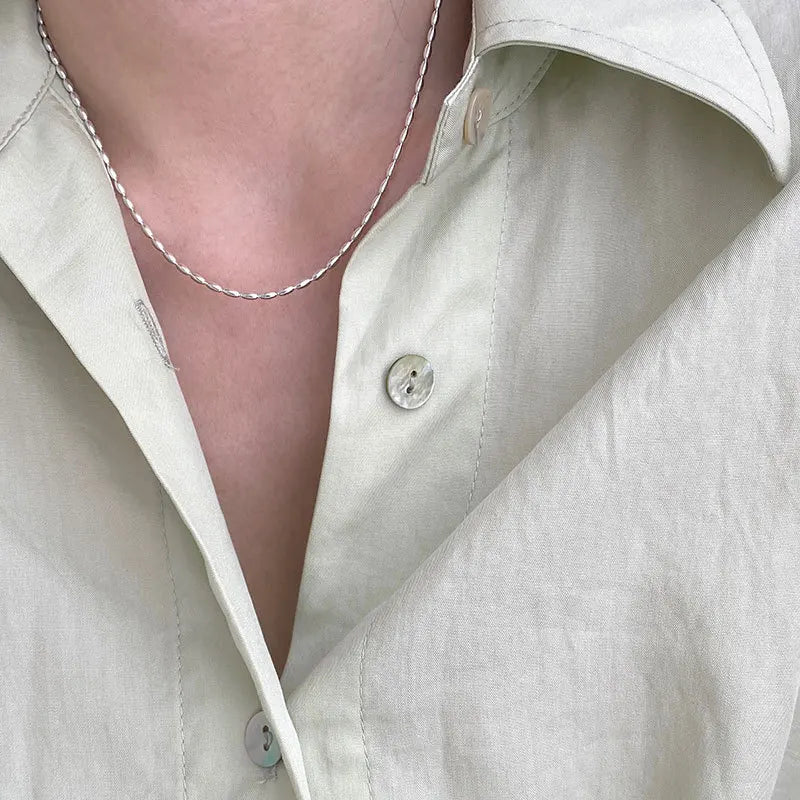 925 Sterling Silver Geometric Bead Necklace | Delicate Choker Chain