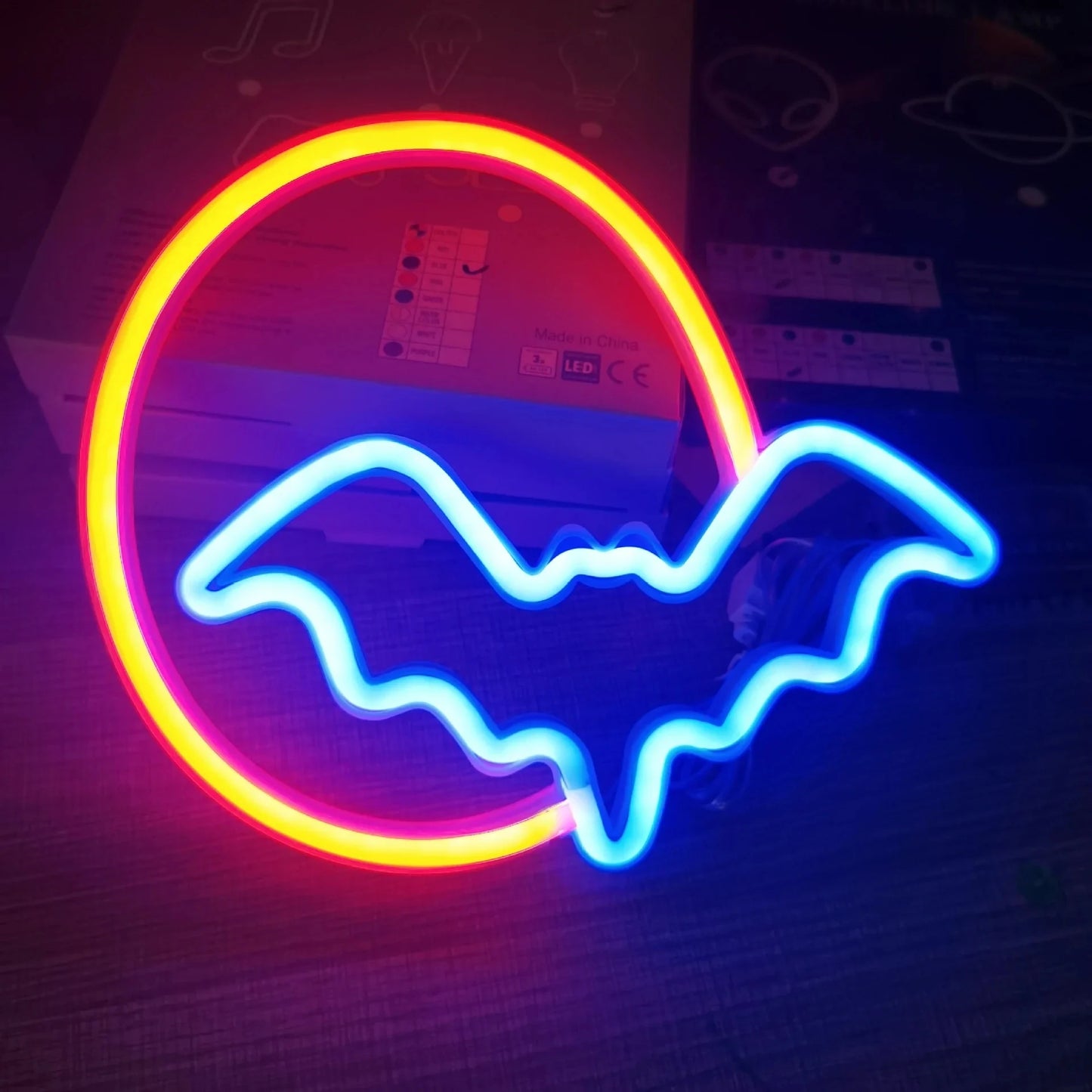Bat Neon Sign | USB or Battery Wall Light for Holiday Parties