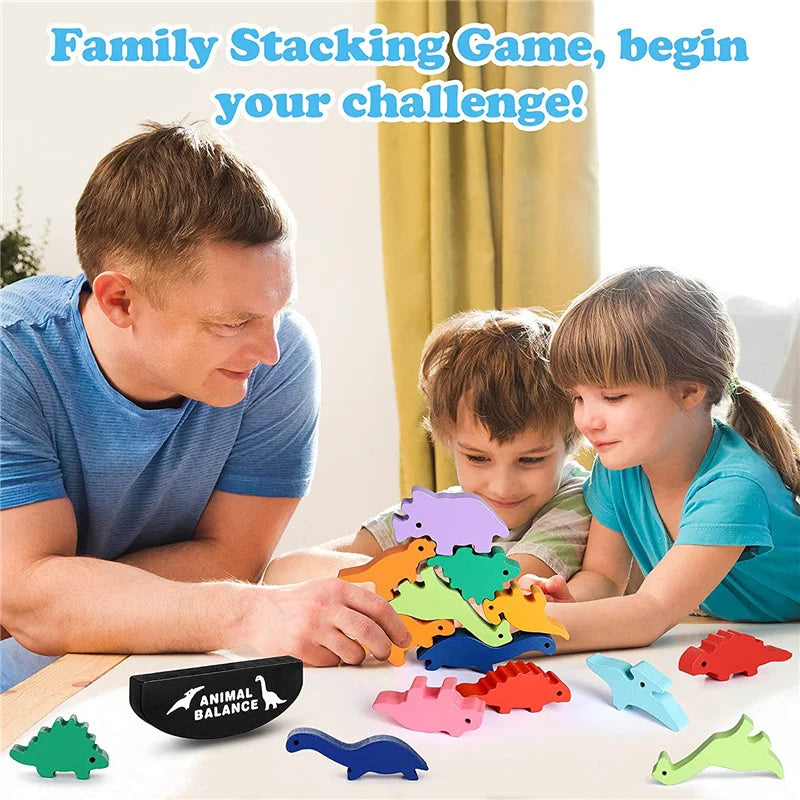 Wooden Balance Blocks | Animal & Dinosaur Montessori Stacking Toy