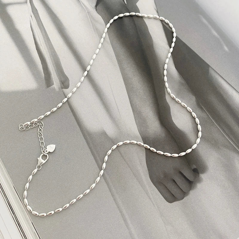 925 Sterling Silver Geometric Bead Necklace | Delicate Choker Chain