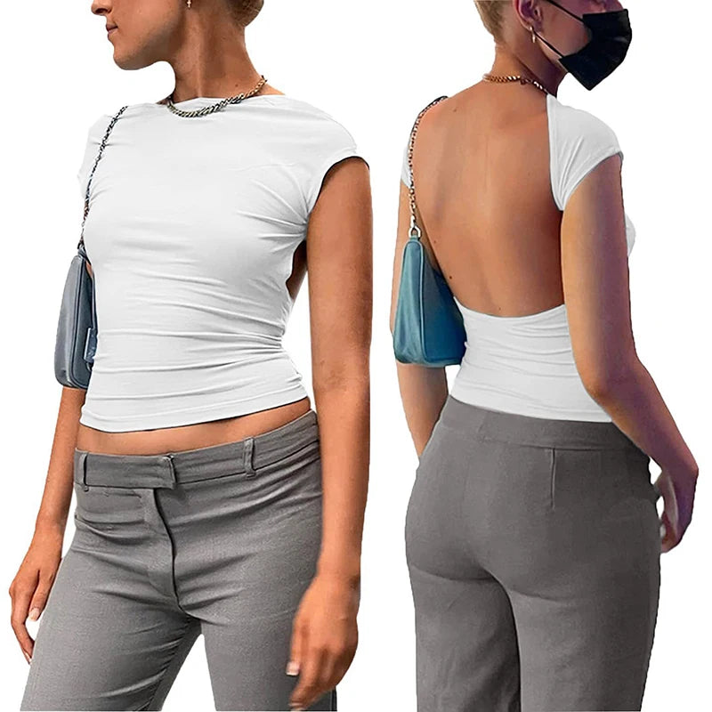 Backless Black Crop Top | Women’s Summer Clubwear