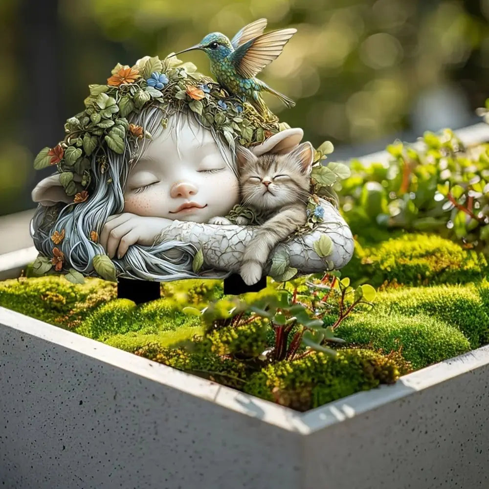 Acrylic Fairy Garden Art Sculpture Cute Creative Garden Floor Plugs Artificial Multi functional Fairy Mini Figurine Courtyard