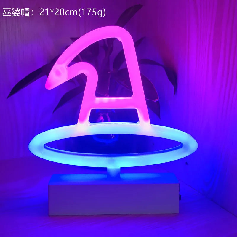 Colorful LED lamp with a purple and blue light on a dark background