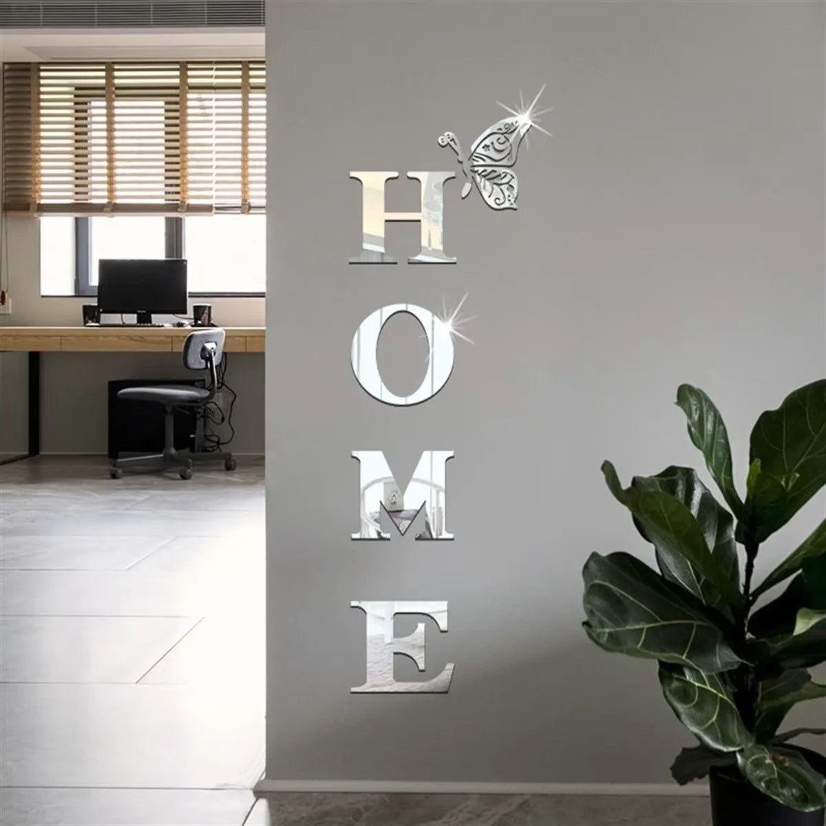 Home Logo 3D Mirror Wall Sticker – Stylish Entrance