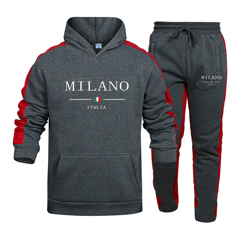 Men’s Printed Tracksuit 2-Piece Set | Casual Hooded Sweatshirt & Joggers