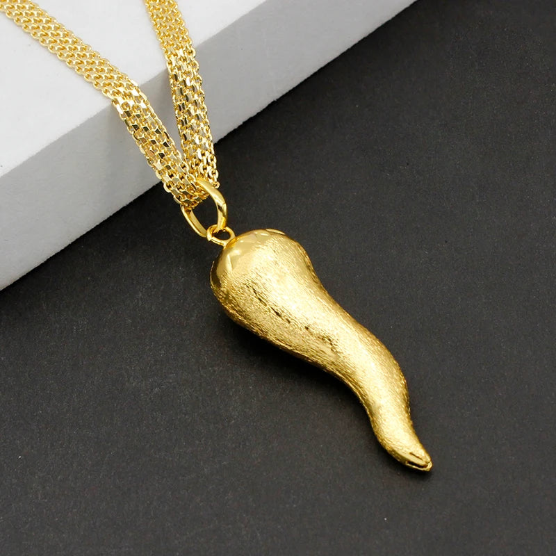 Brazilian 24K Gold Plated Jewelry Set | Chili Earrings & Pendant
