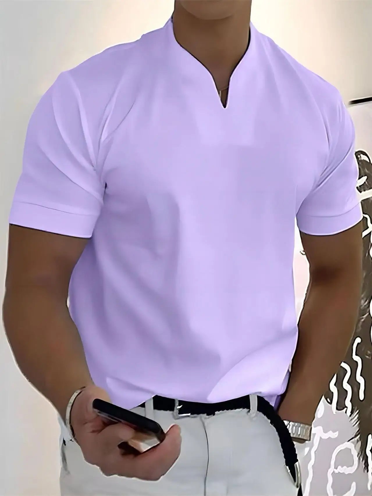 Men’s V-Neck Slim Fit T-Shirt | Summer Cotton Gym