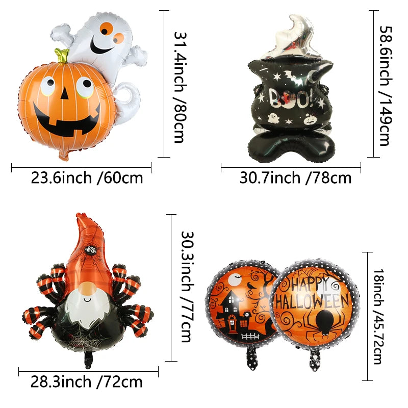 Pumpkin & Ghost Balloons | Spider & Bat Foil Party Supplies