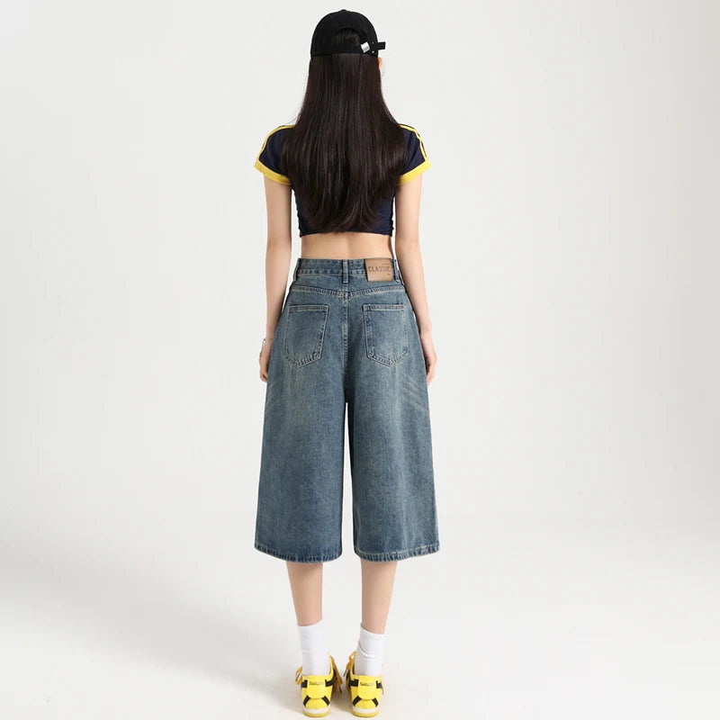 Women’s Y2K Baggy Jean Shorts | High & Low Rise