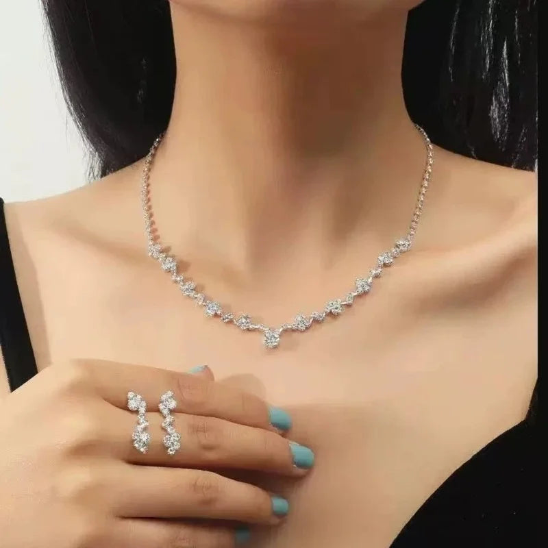 Women’s Fashion Necklace & Earrings Set | Rhinestone Bridal Jewelry