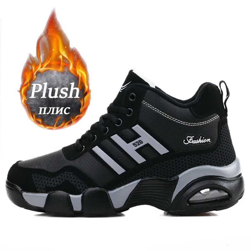 Men’s Winter PU Leather Boots | Waterproof Warm Trekking Sneakers