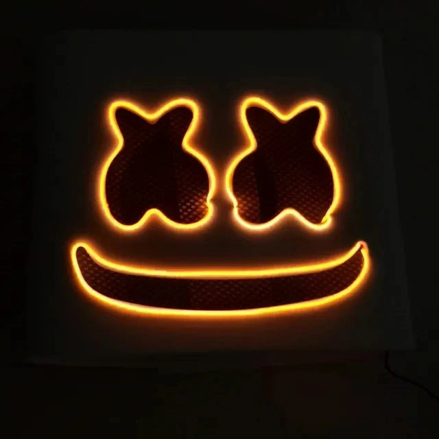 Full Face LED Neon Mask | Light-Up Marshmallow DJ Cosplay Mask