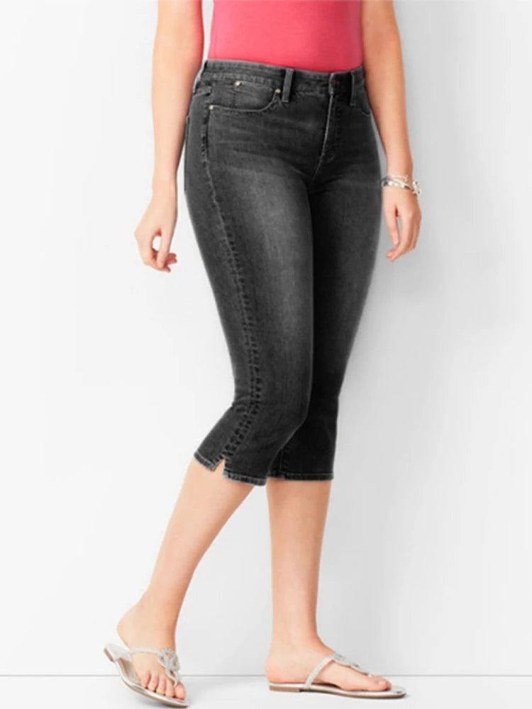 Black Cropped Skinny Jeans | Women’s High Waist Denim