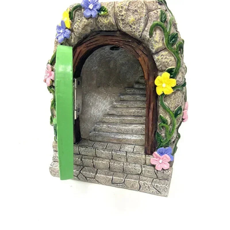 Fairy Garden Solar Stone Gate Resin Decoration Solar Garden Decoration Fairy Gate Decoration Decorative Figurine