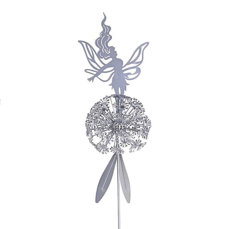 Metal Fairy Wings Garden Statues, Garden Accessories, Dandelions, Metal Elf, Decoration, Lawn, Landscape Sculpture