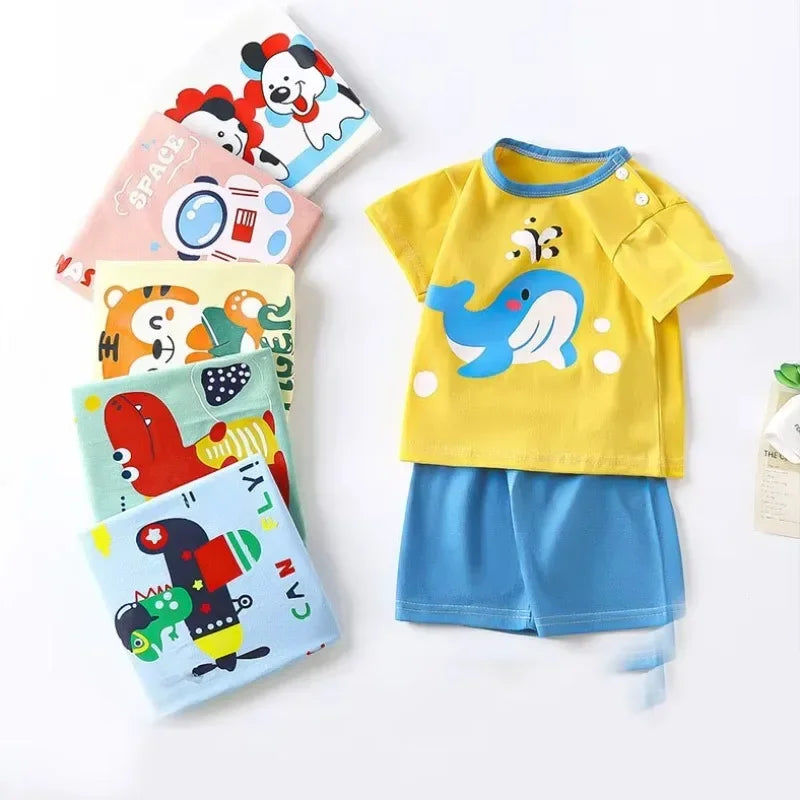 Kids 2PCS Summer Clothing Set | Cotton T-Shirt & Shorts for Boys & Girls