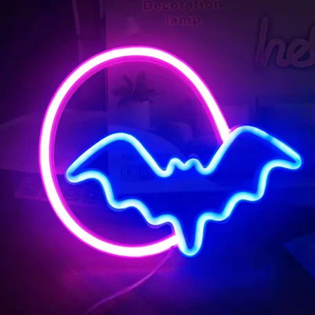 Bat Neon Sign | USB or Battery Wall Light for Holiday Parties