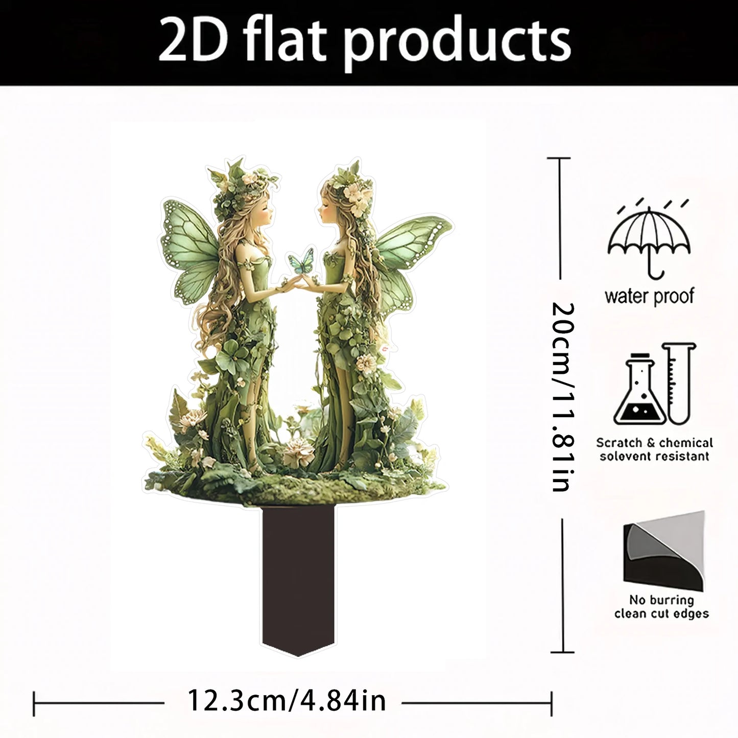 Fairy Garden Stakes Garden 2D Acrylic fairy Stakes Flower fairy outdoor ground plug Garden fairy ground plug for Yards Patio