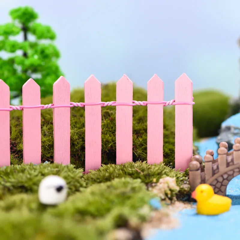 Fairy Garden Mini Fence, 35.5 Inch Wooden Miniature Picket Fence Border Decoration, Suitable For DIY Bonsai, Succulents, Flower