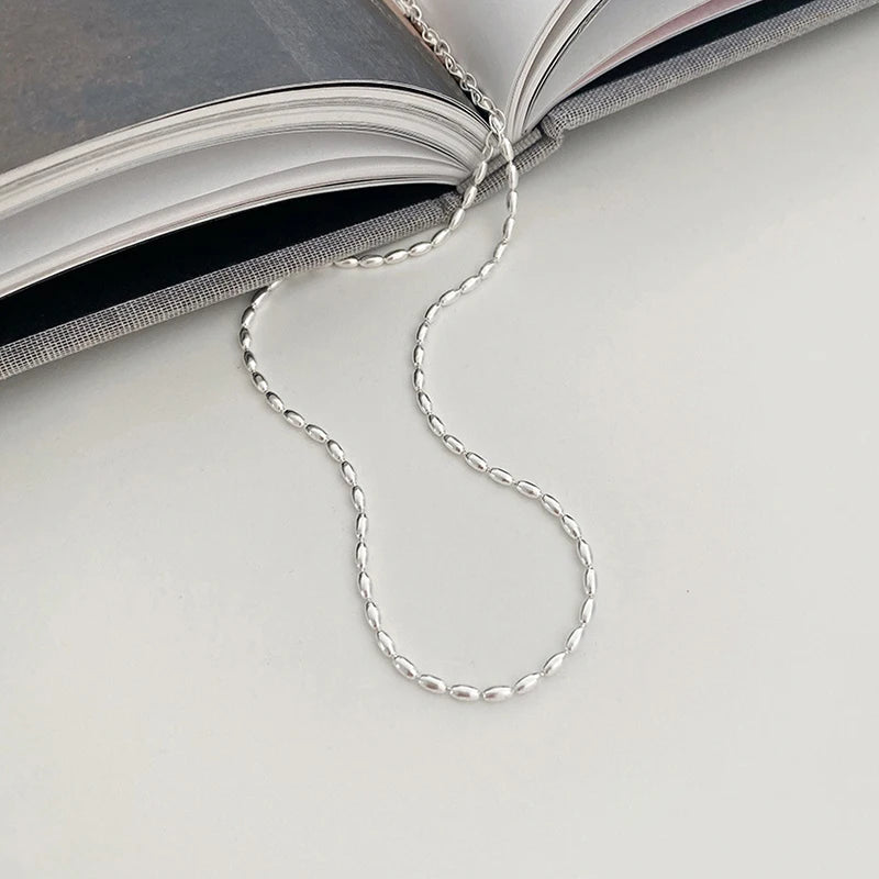 925 Sterling Silver Geometric Bead Necklace | Delicate Choker Chain