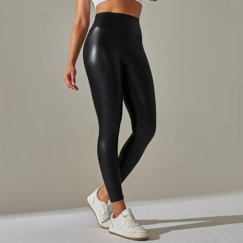 Oversized High Waist PU Leather Pants | Women’s Yoga