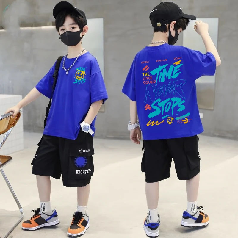 2025 Korean Kids Hip Hop T-Shirts | Boys Loose Cotton Short Sleeve Tees