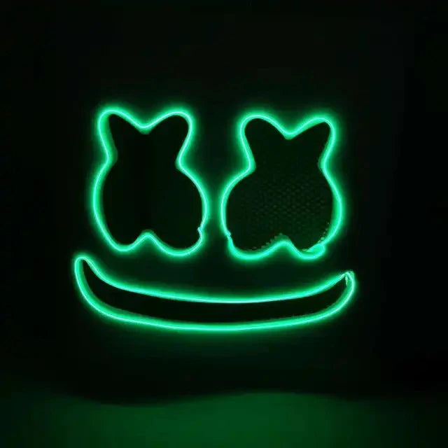 Full Face LED Neon Mask | Light-Up Marshmallow DJ Cosplay Mask