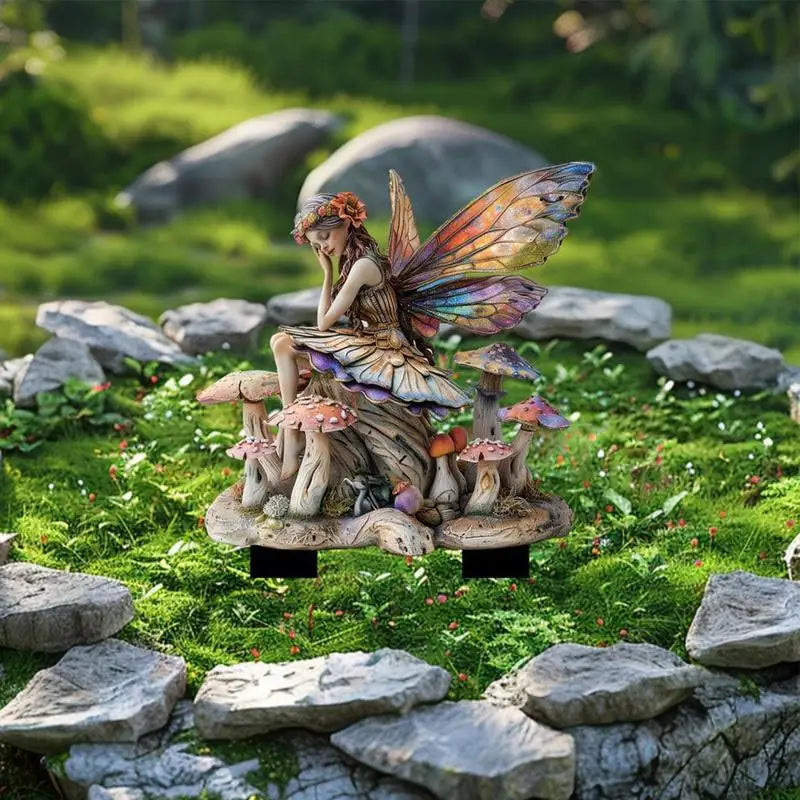 Fairy Garden Stakes Garden 2D Acrylic fairy Stakes Flower fairy outdoor ground plug Garden fairy ground plug for Yards Patio