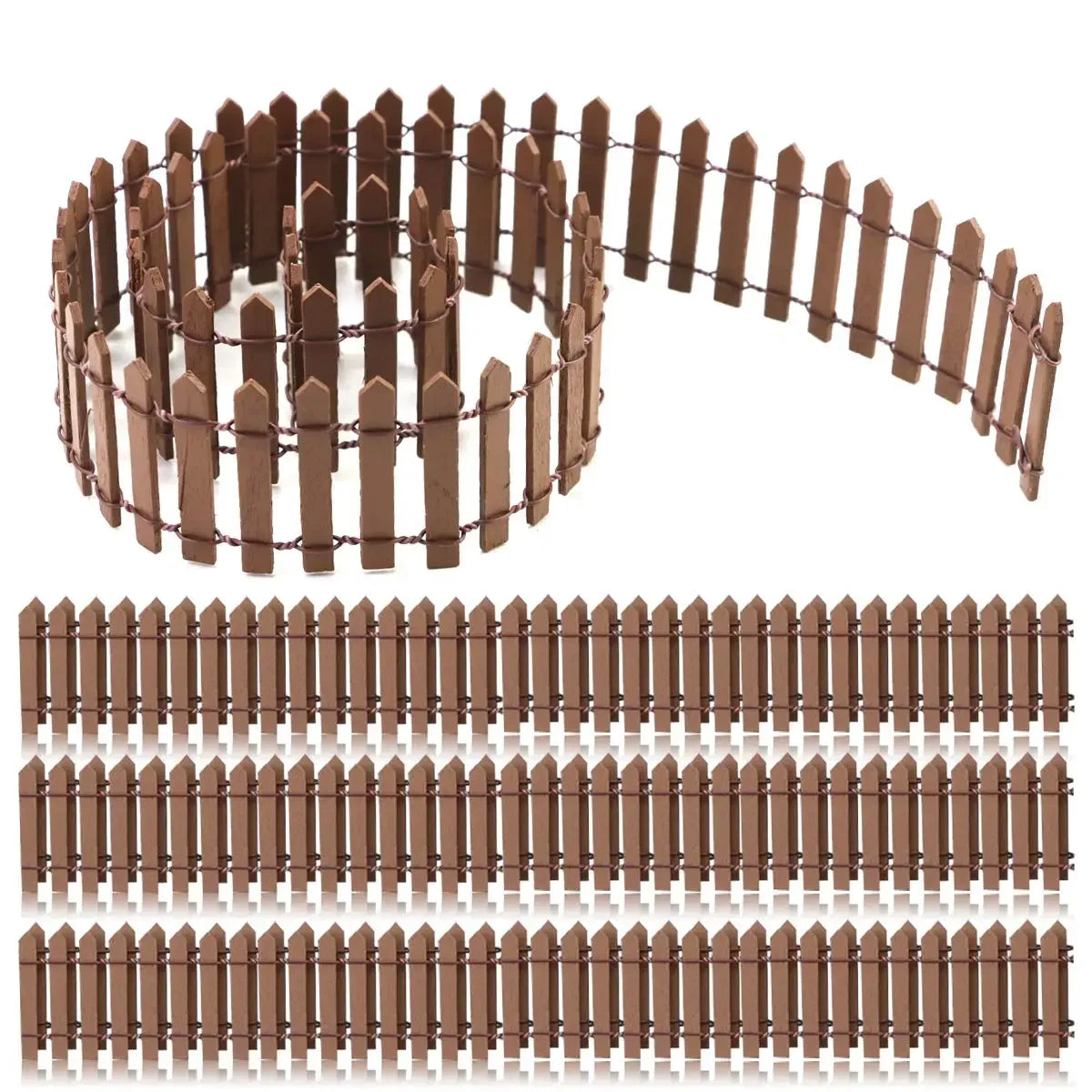 Miniature Fairy Garden Fence 5 x 90cm Mini Wooden Fence DIY Fairy Garden Accessories Wood Barrier Dollhouse Home Craft Decor