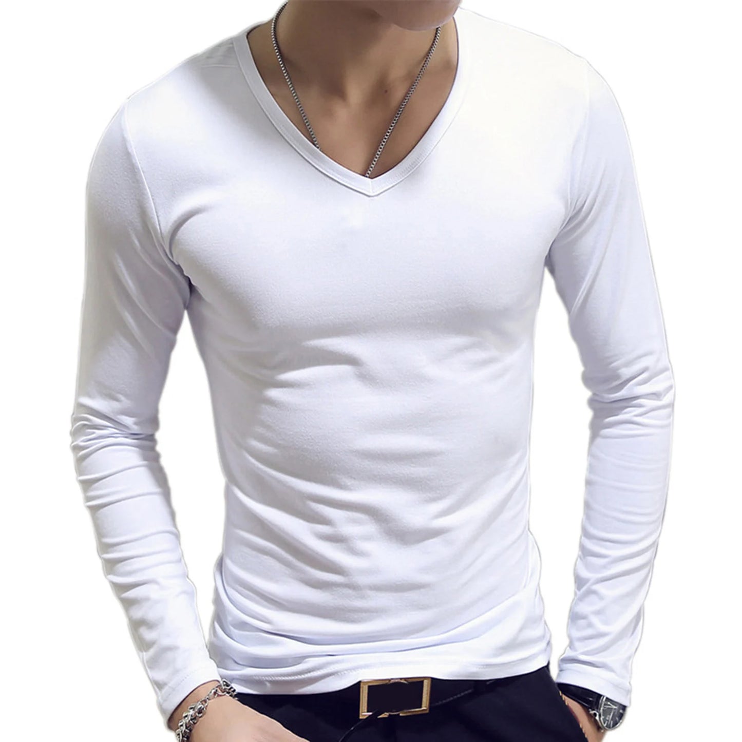 Men’s V-Neck Long Sleeve T-Shirt | Slim Fit Classic
