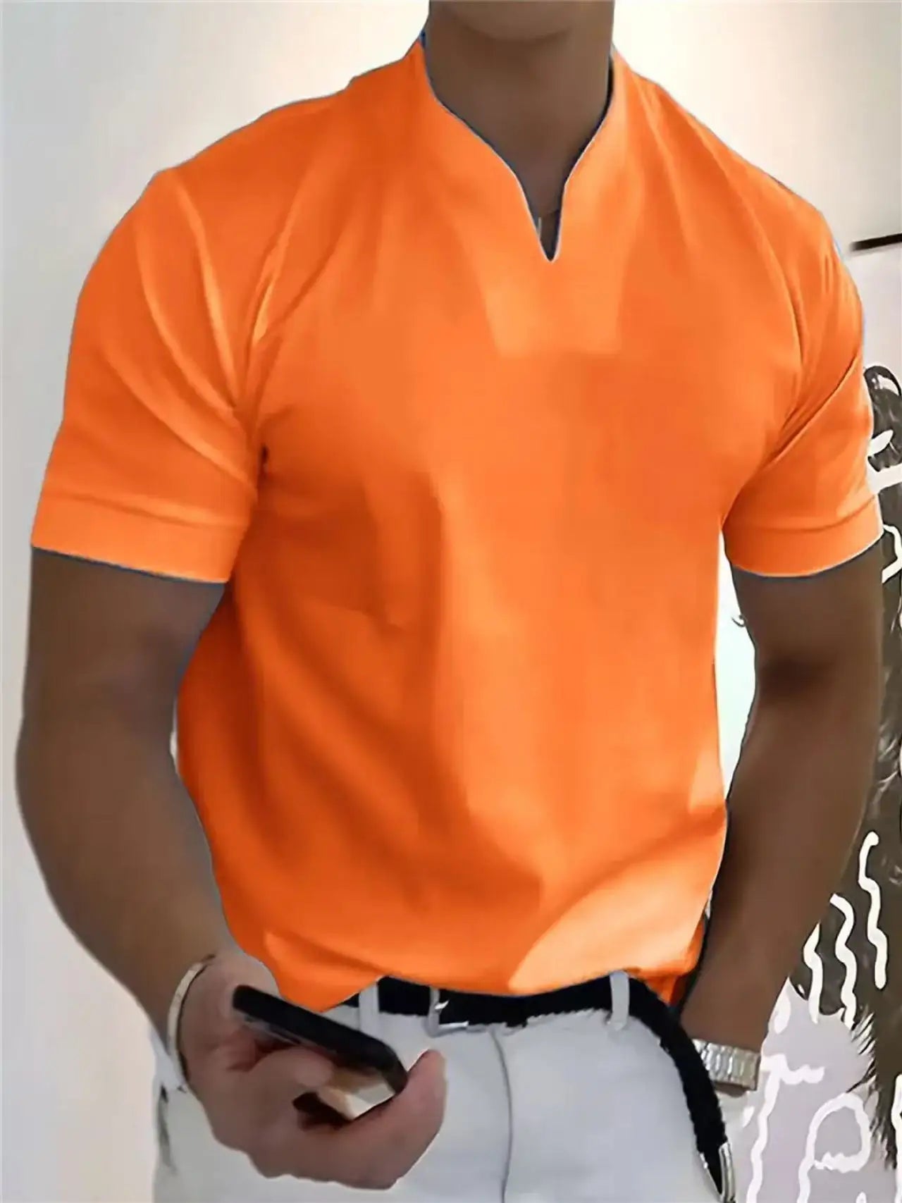 Men’s V-Neck Slim Fit T-Shirt | Summer Cotton Gym