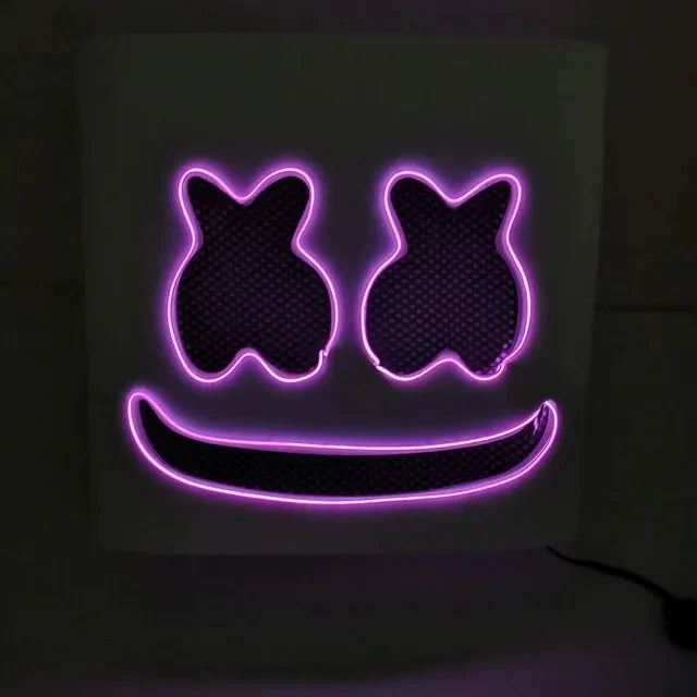 Full Face LED Neon Mask | Light-Up Marshmallow DJ Cosplay Mask