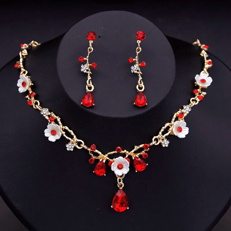 Gorgeous Crystal Bridal Jewelry Set | Luxury Flower Choker & Earrings