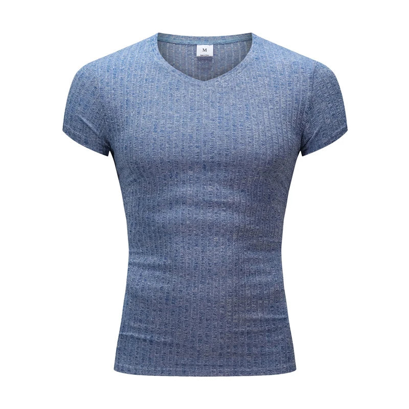 Men’s V-Neck Short Sleeve Slim Fit Sports T-Shirt