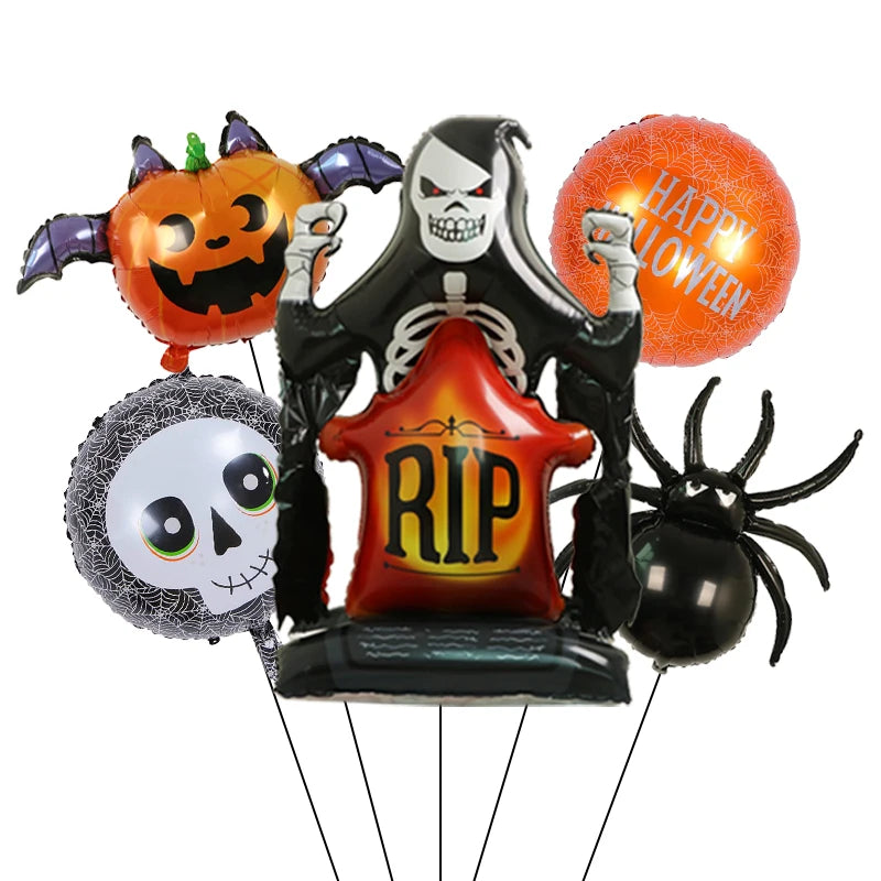 Pumpkin & Ghost Balloons | Spider & Bat Foil Party Supplies