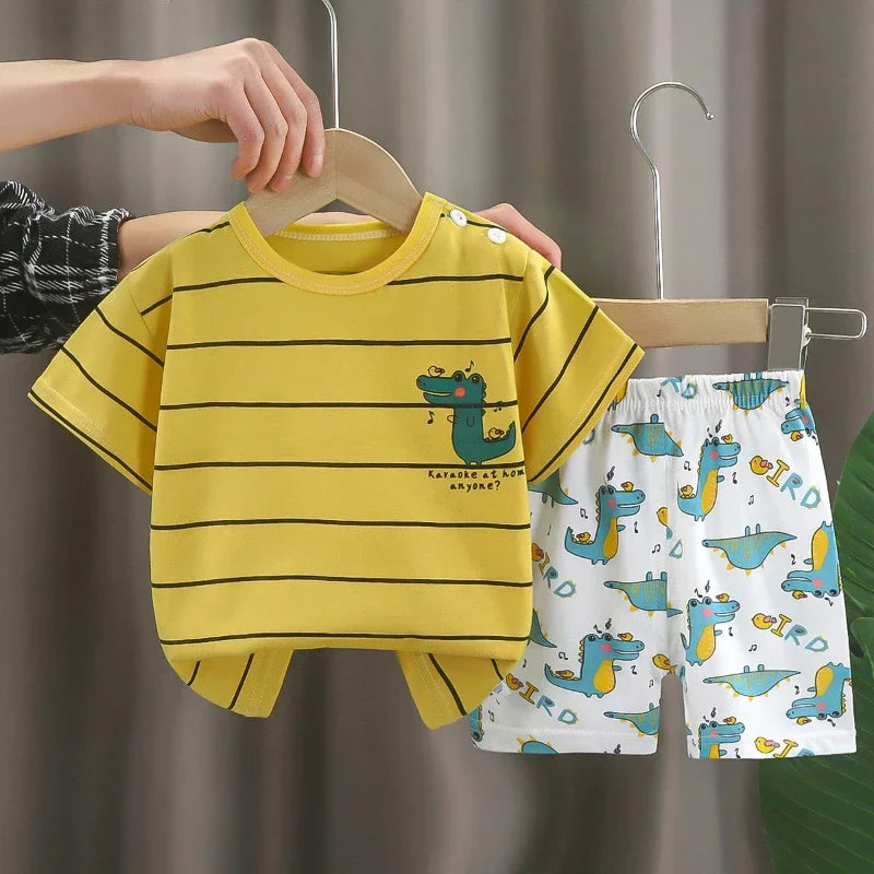 Kids 2PCS Summer Clothing Set | Cotton T-Shirt & Shorts for Boys & Girls