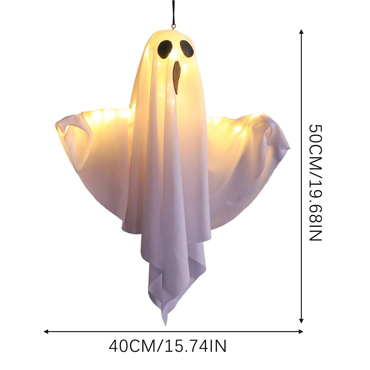 Light-Up Hanging Ghost | 50x40cm White Flying Decoration