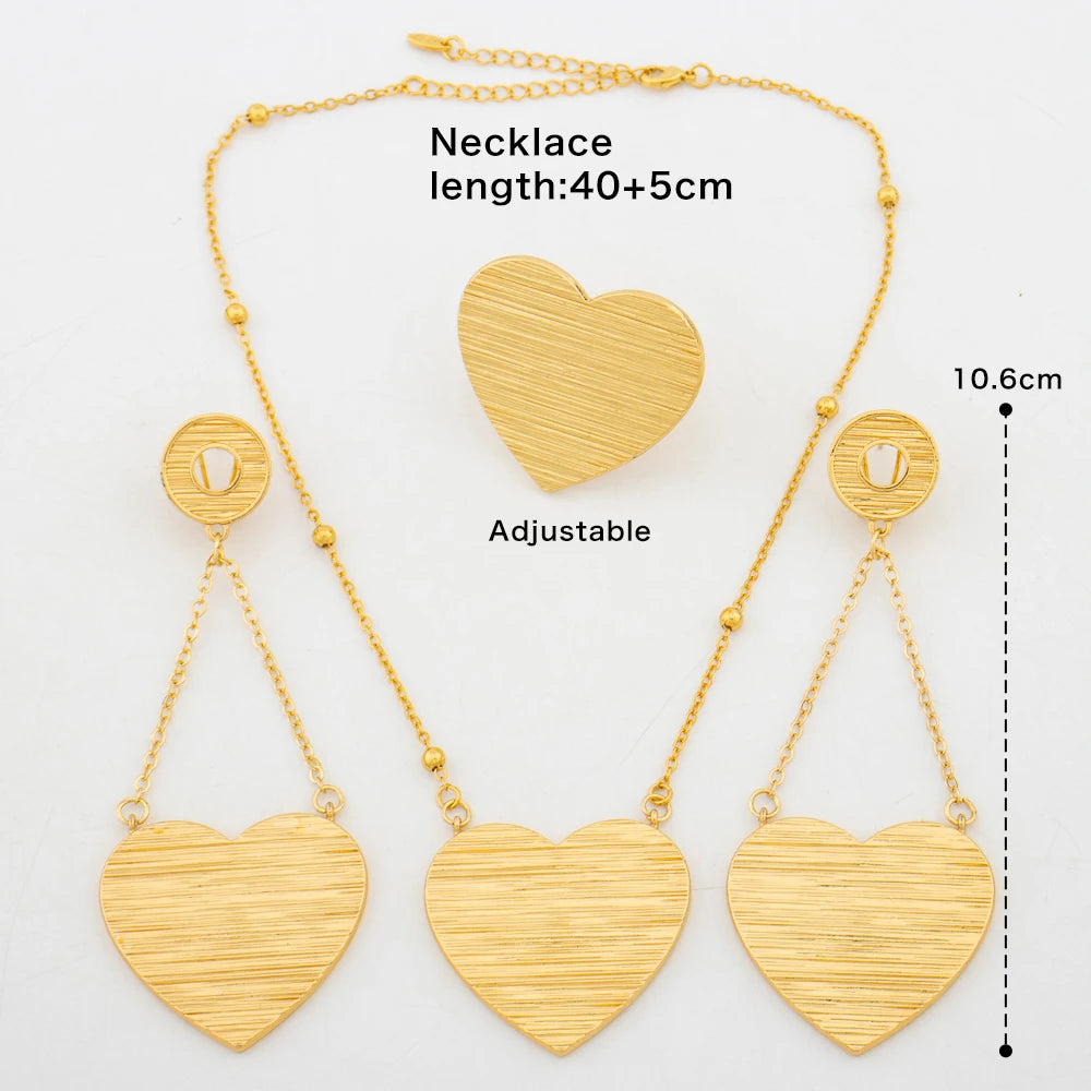 African Gold Plated Jewelry Set | Tassel Earrings & Pendant Necklace