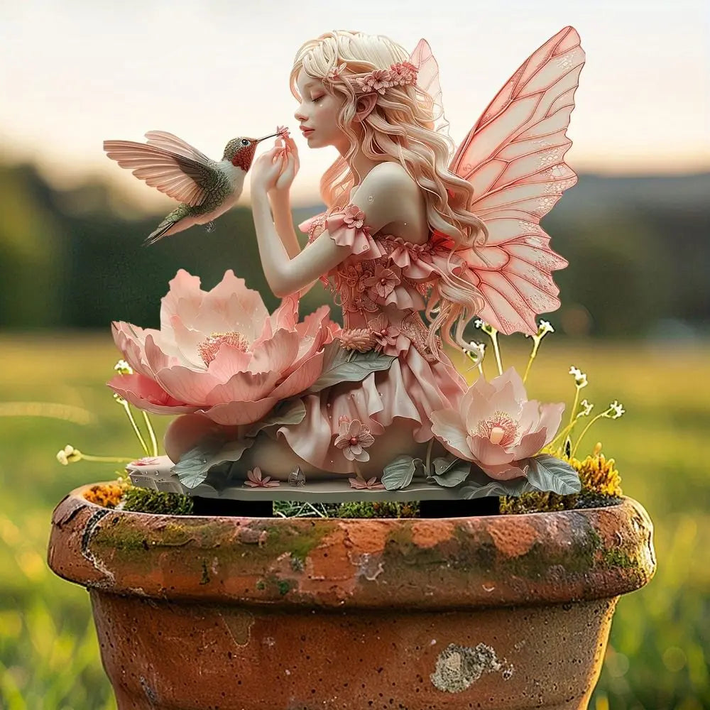 Micro Landscapes Acrylic Fairy Mini Figurine Cute Artificial Garden Floor Plugs Waterproof Creative Garden Stake Flower Pot