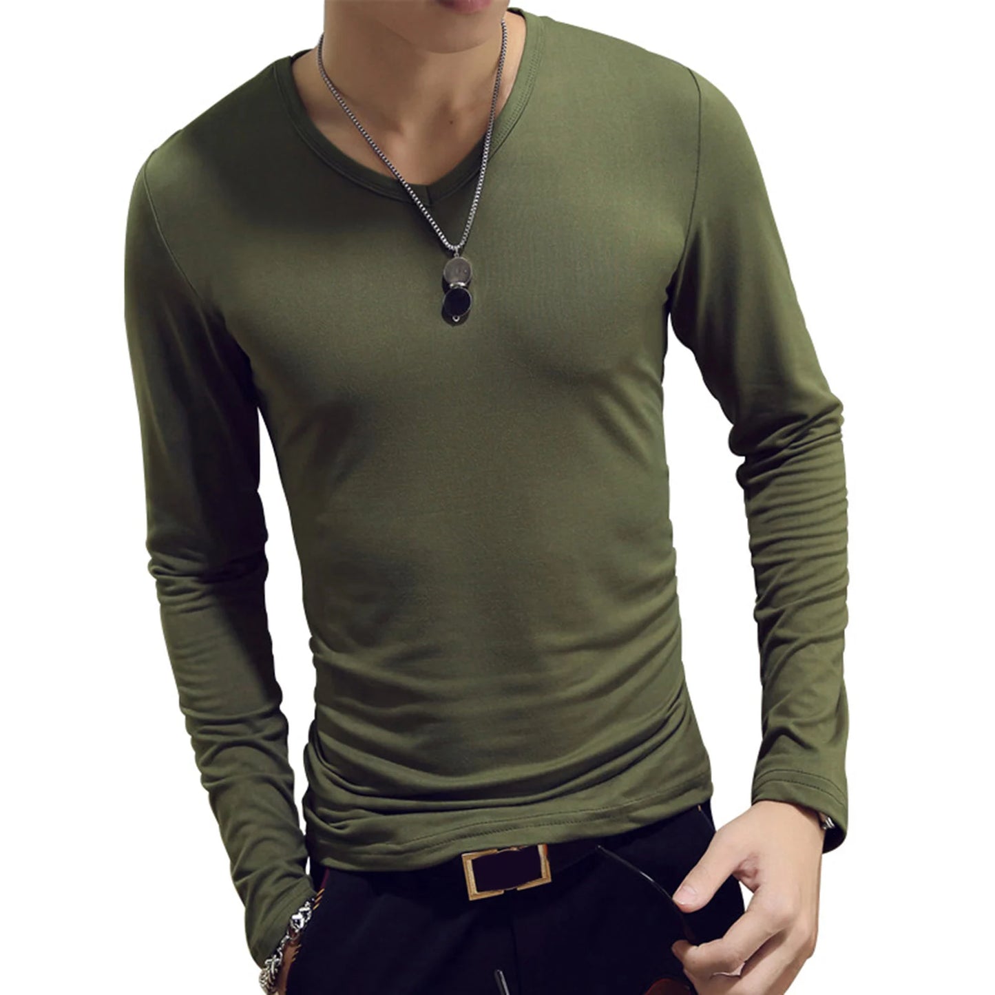 Men’s V-Neck Long Sleeve T-Shirt | Slim Fit Classic