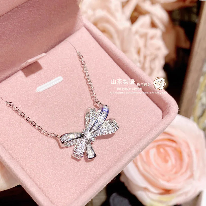 Luxury Geometric Jewelry Set | Bow Necklace & Earrings for Women