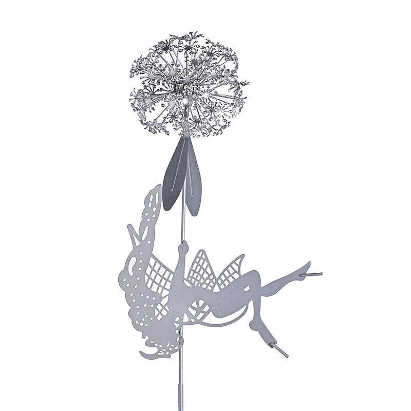 Metal Fairy Wings Garden Statues, Garden Accessories, Dandelions, Metal Elf, Decoration, Lawn, Landscape Sculpture