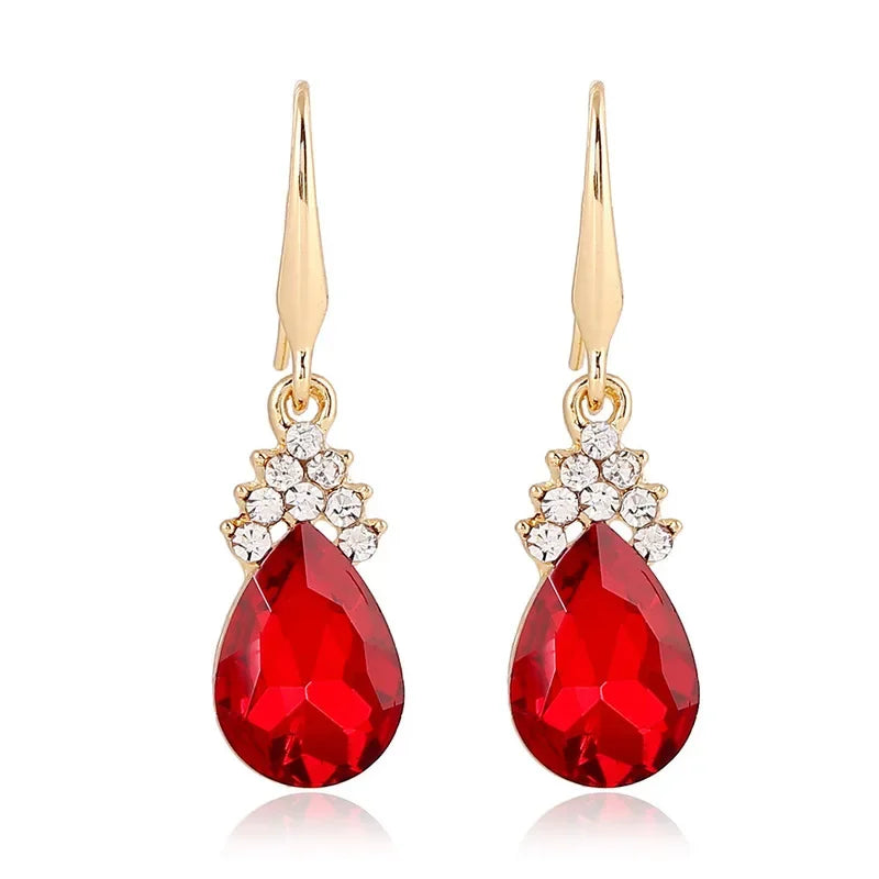 3pcs Gold Jewelry Set | Crystal Bridal Necklace & Earrings Set